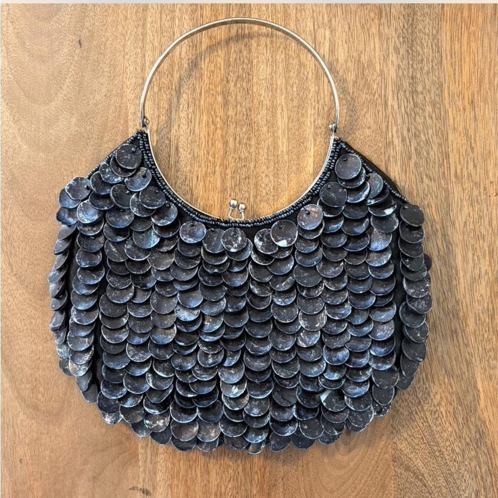 Black Beaded Shell Purse | Y2K Grunge Statement Bag